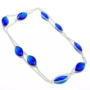 Швейцарский голубой топаз драгоценный камень 925 стерлингового серебра ювелирные изделия ожерелье 36 k2h27 синий
