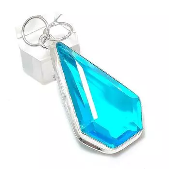 Swiss Blue Topaz Gemstone 925 Sterling Silver Jewelry Pendant 2.17 T5P46
