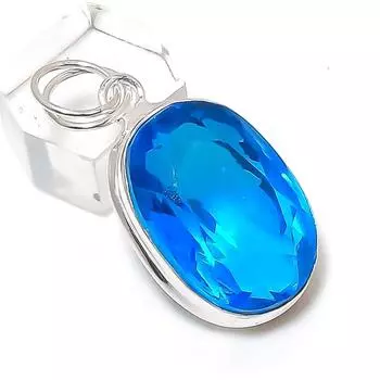Swiss Blue Topaz Gemstone Handmade 925 Sterling Silver Pendant 1.65 A2U42