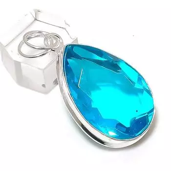 Swiss Blue Topaz Gemstone Handmade 925 Sterling Silver Pendant 1.85 S0g96