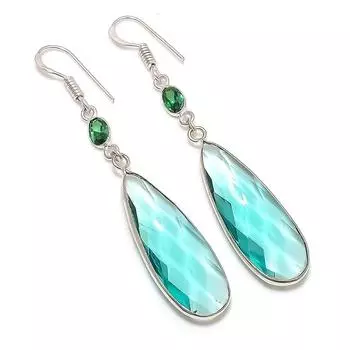 Swiss Blue Topaz Handmade 925 Sterling Silver Jewelry Earring 2.60 Q2r68