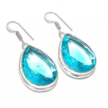 Swiss Blue Topaz Handmade 925 Sterling Silver Jewelry Earring 1.85 i3f70