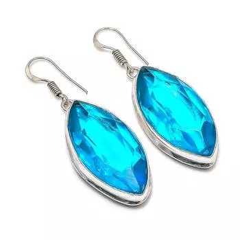 Swiss Blue Topaz Handmade 925 Sterling Silver Jewelry Earring 2.09 w3e07