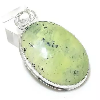 Swiss Green Opal Gemstone 925 Sterling Silver Jewelry Pendant 2.36 s9z04