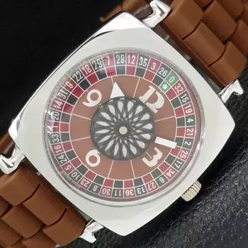 SWISS HAND-WINDING ART DECO MENS REFURBISHED BROWN COLOR DIAL WATCH a431256-2 R106-a431256