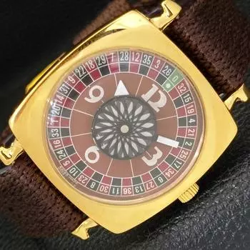 SWISS HAND-WINDING ART DECO MENS REFURBISHED BROWN COLOR DIAL WATCH a431272-2 R106-a431272