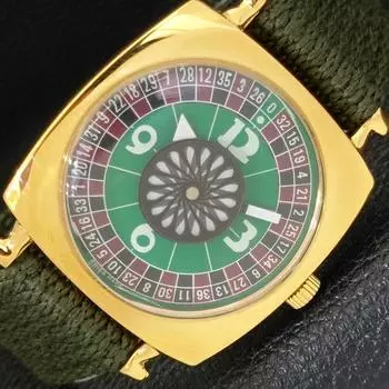 SWISS HAND-WINDING ART DECO MENS REFURBISHED GREEN COLOR DIAL WATCH a431280-2 R106-a431280