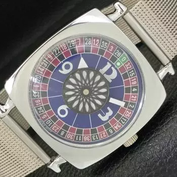 SWISS MENS ART DECO HAND-WINDING REFURBISHED BLUE COLOR DIAL WATCH a431245-2 R106-a431245