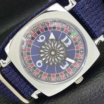 SWISS MENS ART DECO HAND-WINDING REFURBISHED BLUE COLOR DIAL WATCH a431237-2 R106-a431237