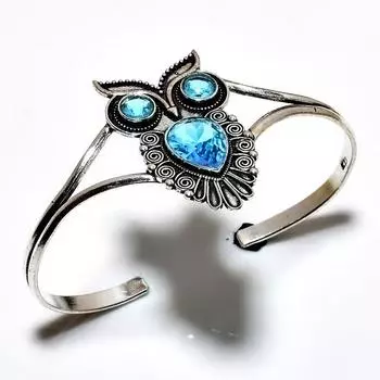 Swissblue Топаз Драгоценный камень 925 Посеребренный браслет-манжета ручной работы