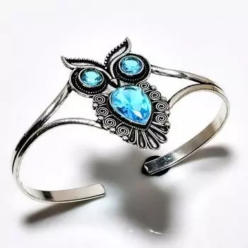 Swissblue Топаз Драгоценный камень 925 Посеребренный браслет-манжета ручной работы