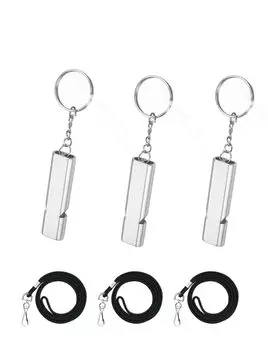 Свисток для помощи в предотвращении стихийных бедствий Громкий аварийный свисток с шейным ремешком Для школы на открытом воздухе Для физкультуры Кемпинга Пешего туризма Тренер по выживанию Судья 3 [Марсеа] (Серебряный