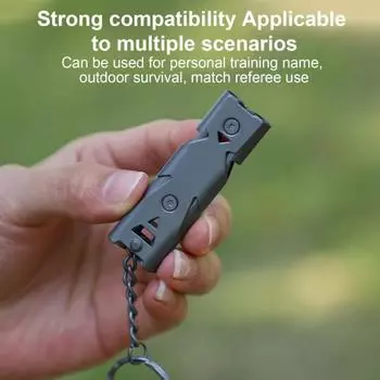 Свисток для выживания с двумя трубками, 150 дБ, высокий децибел, прочный, из нержавеющей стали, портативный, для путешествий, мини серебряный