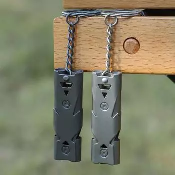 Свисток для выживания с двумя трубками, 150 дБ, высокий децибел, прочный, из нержавеющей стали, портативный, для путешествий, мини, кемпинга, охоты, походов, для отдыха на природе, аварийный свисток серебряный