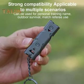 Свисток для выживания с двумя трубками, 150 дБ, высокий децибел, прочный, из нержавеющей стали, портативный, для путешествий, мини, кемпинга, охоты, походов, для отдыха на природе, аварийный свисток серебряный