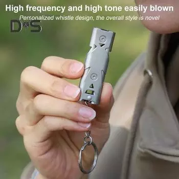 Свисток для выживания с двумя трубками, 150 дБ, высокий децибел, прочный, из нержавеющей стали, портативный, для путешествий, мини, кемпинга, охоты, походов, для отдыха на природе, аварийный свисток серебряный