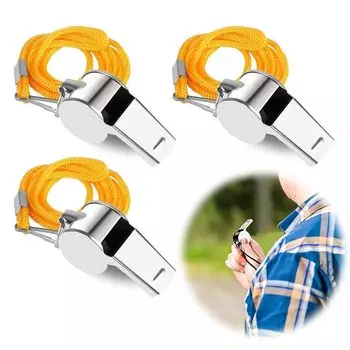 Свисток из нержавеющей стали Свисток судьи Аварийный свисток Ультралегкий Громкий металлический свисток со шнурком на шею Аварийная тренировка Учитель Спортзал Кемпинг