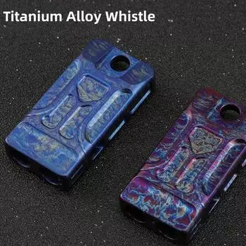 Свисток из титанового сплава с двойным отверстием, 120 децибел, портативный свисток для выживания на открытом воздухе, металлический свисток с высоким децибелом