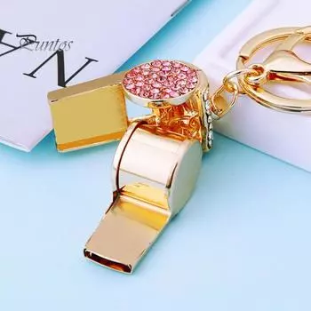 Свисток металлический свисток со стразами громкий четкий звук блестящий свисток для тренеров судей баскетбольных спасателей спортивных соревнований A розовый