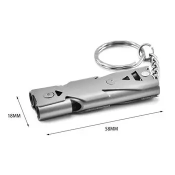 Свисток с высоким децибелом, брелок из нержавеющей стали, двойная труба, для кемпинга, походов, аварийный свисток для выживания на открытом воздухе, портативный, 2024 чёрный