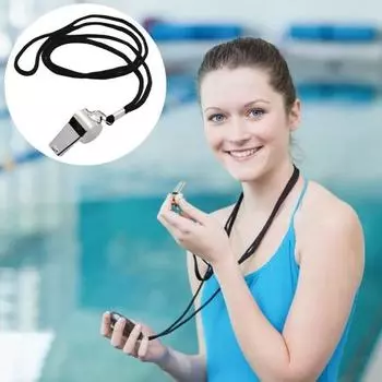 Свисток судьи из нержавеющей стали в форме номера 6. Супер громкий спортивный свисток со шнурком. Легкий антикоррозийный свисток для тренировок на открытом воздухе. серебряный