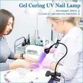 Switch nail light construction sticky drill special LED gel polishing light portable side clamp quick drying home salon UV Lamp 1PC чёрный