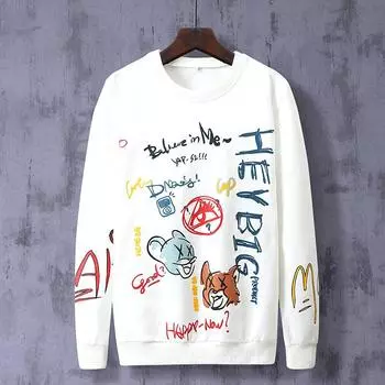 Свитер большого размера, мужская рубашка с круглым вырезом, свободная осенняя рубашка с водой M