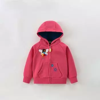 Свитер для девочек, пальто, осень и зима, новая рубашка с капюшоном на молнии, европейский и американский детский кардиган с длинным рукавом, детская одежда 110cm красный