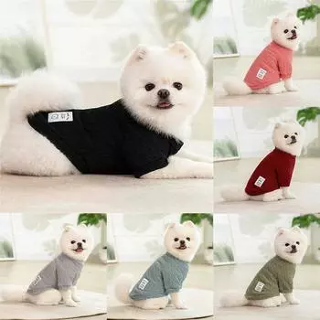 Свитер для домашних животных Красивая Теплая Одежда для кошек и собак Трикотаж для кошек и собак Круглый вырез Осень и зима XS чёрный