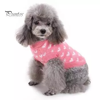 Свитер для домашних животных. Удобный вязаный свитер для собак. Модный очаровательный свитер с сердечками. Одежда для домашних животных. XL красный