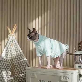 Свитер для лысых кошек, зимняя мода, утолщенное теплое бархатное пальто для сфинксов, одежда для дома, удобная зимняя одежда для маленьких собак и котят XS