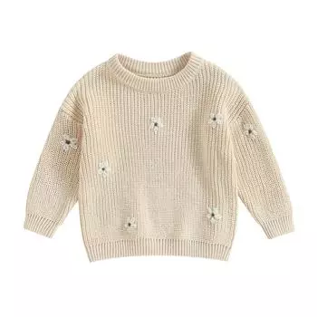 Свитер для маленьких девочек, зимний теплый вязаный пуловер с длинными рукавами и круглым вырезом, свитер, одежда для младенцев 3-6 Months чёрный