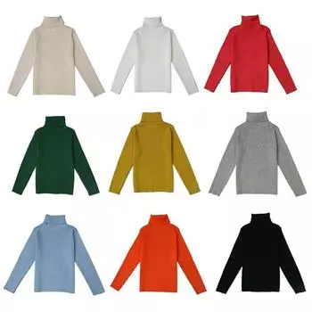 Свитер для малышей 1-7 лет, однотонный пуловер, водолазка, теплый свитер 80