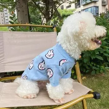 Свитер для щенков, милый принт кролика, вязаное пальто для собак, одежда для кошек, одежда для собак маленьких пород, чихуахуа, бишон, пудель, одежда для собак XS оранжевый