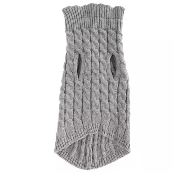 Свитер для собак, вязаный крючком, с высоким воротом, однотонный вязаный свитер для собак, теплая одежда, мягкий трикотаж для L