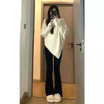 Свитер для женщин на осень и зиму, новый стиль, нежный корейский стиль, ленивый стиль, утолщенный трикотажный однотонный трендовая женская одежда One size