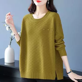 Свитер для женщин осень зима утолщенный пуловер свитер теплый вязаный свитер длинный рукав короткий облегающий джемпер большой размер свитер топы M зелёный
