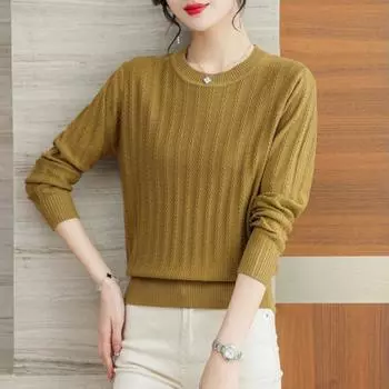 Свитер для женщин осень зима утолщенный пуловер свитер теплый вязаный свитер длинный рукав короткий облегающий джемпер свитер топы M жёлтый