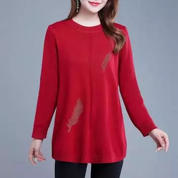 Свитер для женщин осень зима утолщенный пуловер свитер теплый вязаный свитер длинный рукав свободный свитер большого размера топы M оранжевый