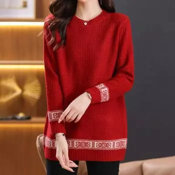 Свитер для женщин осень зима утолщенный пуловер свитер теплый вязаный свитер длинный рукав короткий облегающий джемпер большой размер свитер топы M красный