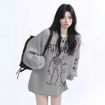 Свитер для женщин осень зима утолщенный пуловер теплый вязаный джемпер с длинным рукавом свитер оверсайз топы M