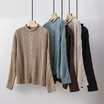 Свитер для женщин осень зима утолщенный пуловер теплый вязаный свитер длинный рукав джемпер свитер оверсайз топы M белый