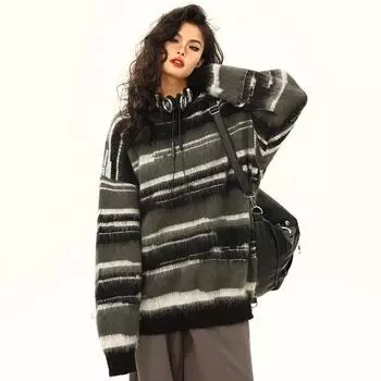 Свитер для женщин осень зима утолщенный пуловер теплый вязаный свитер длинный рукав джемпер свитер оверсайз топы M серый