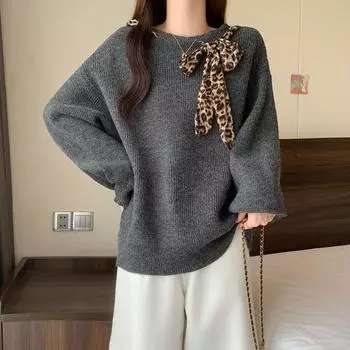 Свитер для женщин осень зима утолщенный пуловер теплый вязаный свитер длинный рукав джемпер свитер оверсайз топы S чёрный