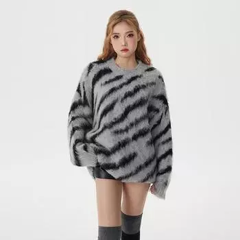 Свитер для женщин осень зима утолщенный пуловер теплый вязаный свитер длинный рукав джемпер свитер оверсайз топы M серый