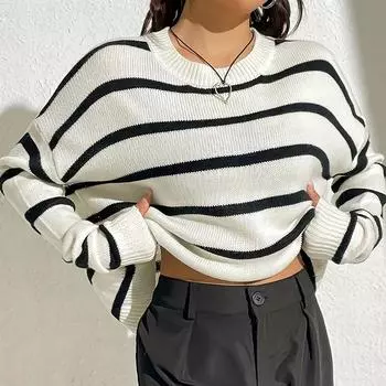 Свитер для женщин осень зима утолщенный пуловер теплый вязаный свитер длинный рукав джемпер свитер оверсайз топы S