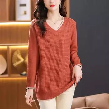 Свитер для женщин осень зима утолщенный пуловер свитер теплый вязаный свитер длинный рукав короткий облегающий джемпер большой размер свитер топы M красный