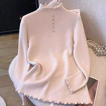 Свитер для женщин осень зима утолщенный пуловер теплый свитер длинный рукав джемпер свитер оверсайз топы M белый