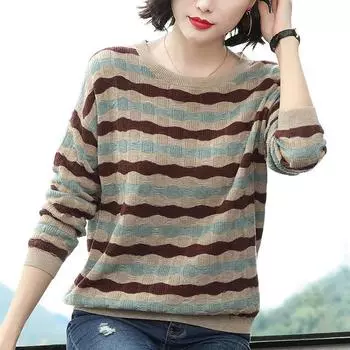 Свитер для женщин Вязаный пуловер Джемперы с длинным рукавом Повседневный свободный круглый вырез Скелет Толстовка Топы M