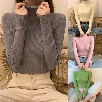 Свитер-джемпер, 3D холодостойкий эластичный женский облегающий теплый вязаный свитер, повседневная одежда чёрный